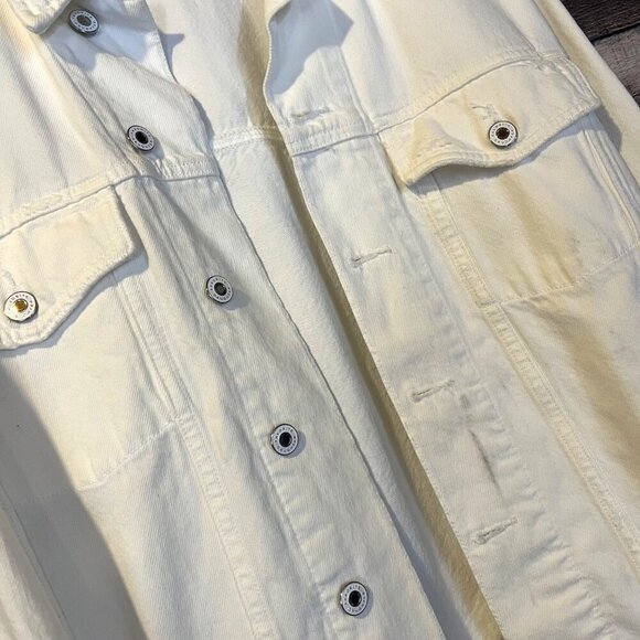 Favorite Daughter The Otto Denim Boyfriend Jacket White Whistler Wash L Classic - Picture 9 of 9